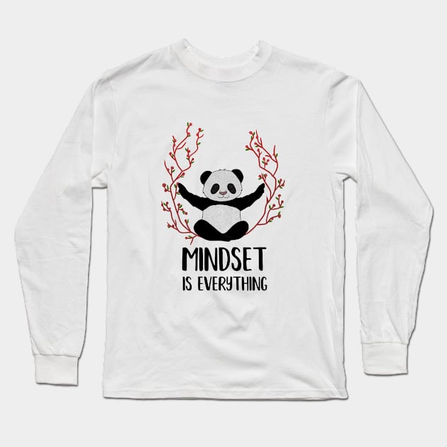 Panda Yoga, Meditation, Mindset Motivational Quote Long Sleeve T-Shirt by dukito